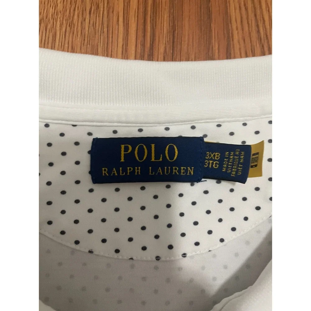 Polo Ralph Lauren Polo Shirt Mens 3X Big Polka Dot Short Sleeve White